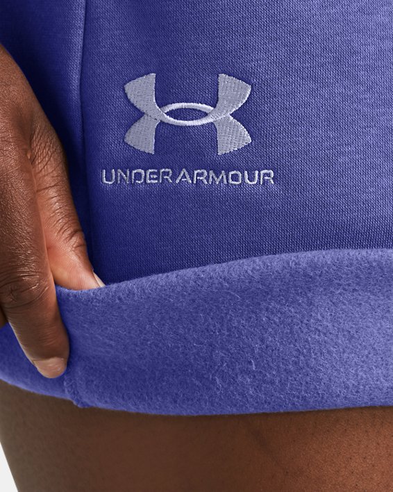女士UA Icon Fleece Boyfriend短褲 in Purple image number 3
